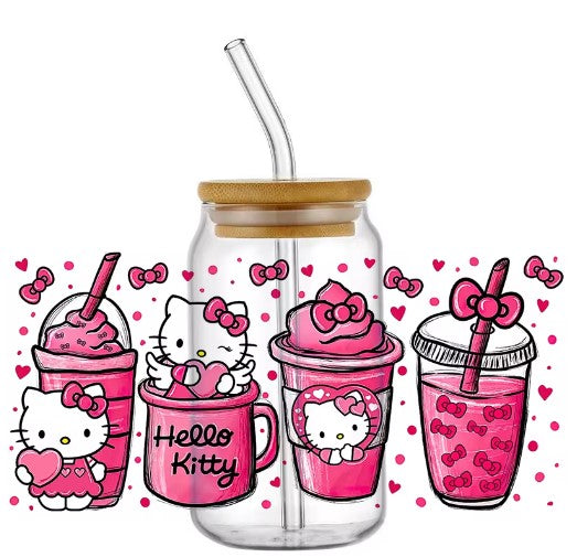 Pink kitty drinking