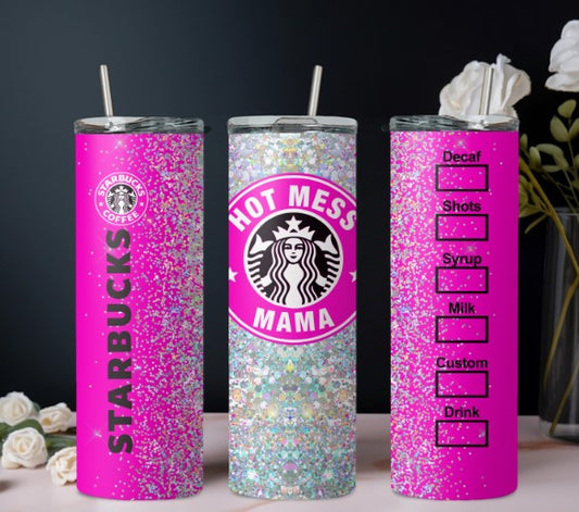 Hot mess mama glitter